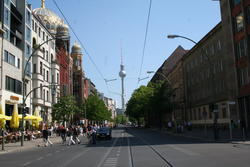 Looking down Lindenstra&szlig;e towards TV tower