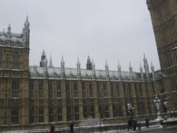 Snow on the Parliament building