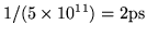 $1/(5 \times 10^{11}) = 2{\rm ps}$