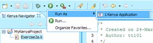 Run As -> Kenya Application