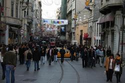 The extremely crowded and happening İstiklal Caddesi