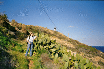 Helen and a giant cactus on La Revellata