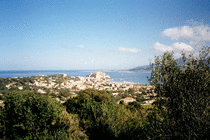 Calvi and the Citadelle from the approach to Notre Dame de la Serra