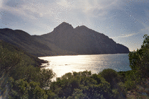 First view of the bay of the Plage de Tuara, nr Girolata