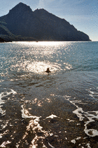 Helen going swimming at Plage de Tuara, nr Girolata (5)