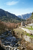 View over some of the highest mountains in Haut-Corse, Corte