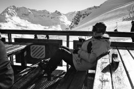 16.01.2003, Alice enjoys her tipple at the top of the funicular railway