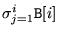 $\sigma_{j=1}^i {\tt B[}i{]}$