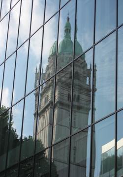 Reflection of The Queen's Tower, Imperial College London