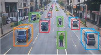 Illustrative street scene with vehicles and detection boxes, representing object detection research; not a figure from the IoUCert paper.