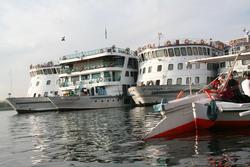 Our cruise ship is the one in the middle