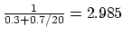 $\frac{1}{0.3 + 0.7/20} = 2.985$