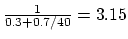 $\frac{1}{0.3 + 0.7/40} = 3.15$